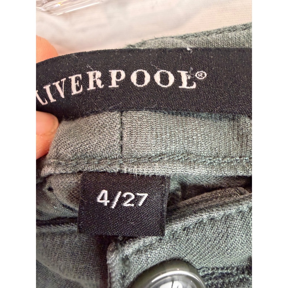 Liverpool Olive Green Linen Blend Cropped Utility Pants Size 4/27 - Picture 3 of 6